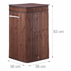 Relaxdays 4052025943721 panier à linge 70 L Rectangulaire Bambou, Coton, Polyester Marron