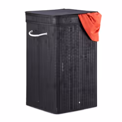 Relaxdays 10024307_46, 70 L, Rectangulaire, Bambou, Coton, Polyester, Noir, Noir, Bambou