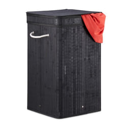 Relaxdays 10024307_46 panier à linge 70 L Rectangulaire Bambou, Coton, Polyester Noir
