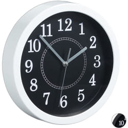 Relaxdays - Horloge murale ronde, 20 cm, Petite pendule à accrocher au mur, design classique, piles, blanche