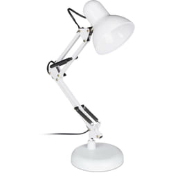 Relaxdays - Lampe bureau retro, bras articulé flexible,Veilleuse lecture Bureau, métal, E27, HlP: 50x27x15 cm,blanche