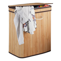 Relaxdays 4052025944070 panier à linge 95 L Rectangulaire Bambou, Coton, Polyester Marron, Châtain clair