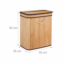 Relaxdays 4052025944070 panier à linge 95 L Rectangulaire Bambou, Coton, Polyester Marron, Châtain clair