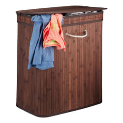 Relaxdays 4052025944087 panier à linge 95 L Rectangulaire Bambou, Coton, Polyester Marron, Châtain clair