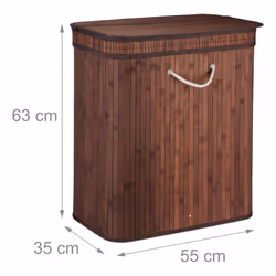 Relaxdays 4052025944087 panier à linge 95 L Rectangulaire Bambou, Coton, Polyester Marron, Châtain clair