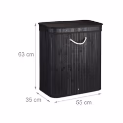 Relaxdays 10024237_46 panier à linge 95 L Rectangulaire Bambou, Panneaux MDF, Métal, Polyester Noir, Blanc