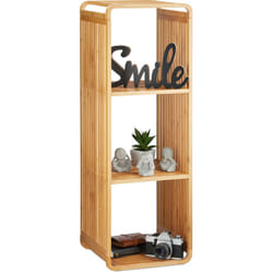 Relaxdays Etagère en bambou, salle de bain, étagère sur pieds arrondie, carrée, différentes tailles, nature 4 étages