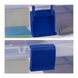Boîte en plastique transparente, 9 compartiments pour petits objets, Poignée, hlp 14x33x19 cm, bleue - Relaxdays