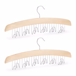 Relaxdays Cintre porte ceintures pour 12 ceintures lot de 2 cravates foulard bois lotus 17x43x5 cm nature/argent