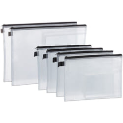 Relaxdays - Chemise document transparente pochette fermeture éclaire porte-document bureau A4 A5 6 pièces, noir