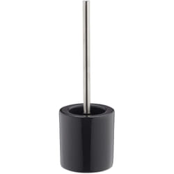 Relaxdays - Porte brosse wc céramique brosse wc et tête changeable poignée métal salle de bain HxD 38,5 x 12,5 cm, gris