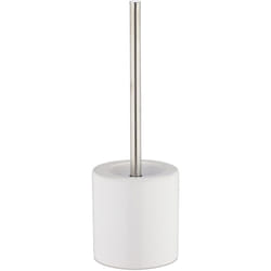 Relaxdays - Porte brosse wc céramique brosse wc et tête changeable poignée métal salle de bain HxD 38,5 x 12,5 cm, blanc
