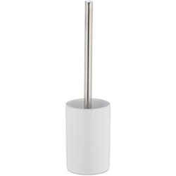 Relaxdays - Porte brosse wc céramique avec brosse wc et tête changeable poignée en métal rond 36 cm, blanc