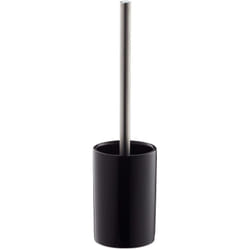 Relaxdays - Porte brosse wc céramique avec brosse wc et tête changeable poignée en métal rond 36 cm, noir