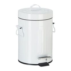 Relaxdays Poubelle à pédale vintage Poubelle à déchets pour la cuisine ou la salle de bain en métal Blanc 3 litres
