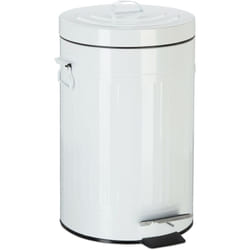 Relaxdays - Poubelle à pédale vintage, Poubelle à déchets pour la cuisine ou la salle de bain, en métal, Blanc, 12 litres