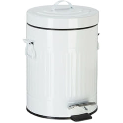Relaxdays - Poubelle à pédale vintage, Poubelle à déchets pour la cuisine ou la salle de bain, en métal, Blanc, 5 litres