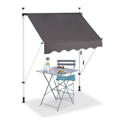 Store Balcon, Manivelle, Hauteur Réglable, Résistant uv, Polyester, Acier, Embouts, 150 x 120 cm, Gris - Relaxdays