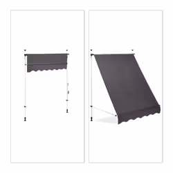 Store Balcon, Manivelle, Hauteur Réglable, Résistant uv, Polyester, Acier, Embouts, 150 x 120 cm, Gris - Relaxdays - Vue supplémentaire 4
