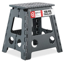 Relaxdays - tabouret pliable xl, transportable, salle de bain, camping, 39 x 39 x 32 cm, jusqu'à 150 kg, plastique, gris