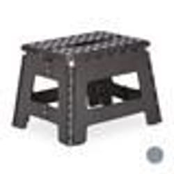Relaxdays Tabouret pliant M portable escabeau de salle de bain 150 kg plastique 22 x 35 x 28 cm gris foncé