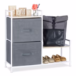 Relaxdays 4052025947989, Gris, Blanc, 2 étagères, Acier, Polyester, 840 mm, 290 mm