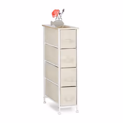 Relaxdays Meuble rangement 4 tiroirs tissu commode étagère tiroir tissu 76 x 20 x 48 cm beige