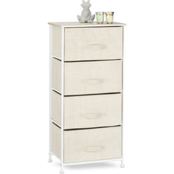 Meuble rangement 4 tiroirs tissu commode étagère tiroir tissu HxlxP: 95 x 45 x 30 cm, beige - Relaxdays