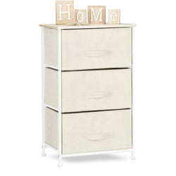 Relaxdays - Meuble rangement 3 tiroirs tissu commode étagère tiroir tissu HxlxP: 73 x 45 x 30 cm, beige