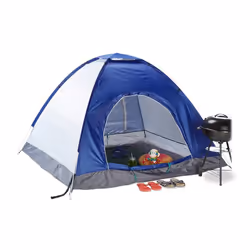Relaxdays Tente de camping Pop-up 3 personnes hydrofuge tente randonnée festival plein-air HxlxP: 135x200x200 cm bleu