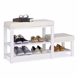 Relaxdays 4052025948207, Ouvert, Blanc, Fibre de bois, Fer, 2 étagères, 905 mm, 500 mm