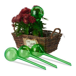 Relaxdays Globes d’arrosage en plastique lot de 4 distributeur eau plantes 2 semaines pot fleurs 250 ml vert