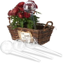 Relaxdays - Globes d'arrosage en plastique lot de 4 distributeur eau plantes 2 semaines pot fleurs 250 ml, transparent