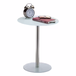 Relaxdays 4052025949273, Table basse, Forme arrondie, 1 pieds, Blanc