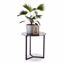 Relaxdays 10023146_46, Table basse, Forme arrondie, 3 pieds, Noir