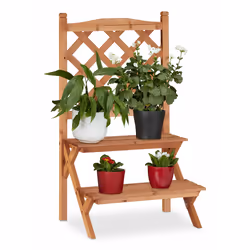 Relaxdays 4052025949792, Support de pots, Bois, Bois, Intérieure, 2 étagères, 515 mm