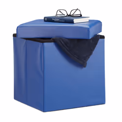 Relaxdays 4052025950873, Pouffe/ottomane, Carré, Bleu, Simili-cuir, Bleu, mousse