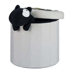 Tabouret rond pliant coffre de rangement pliable pouf siège chaise couvercle HxlxP: 43 x 45 x 45 cm, crème - Relaxdays