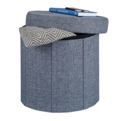 Relaxdays Tabouret rangement pouf rond pliant pliable rembourré couvercle repose-pieds HxlxP: 38x38x38 cm, gris foncé