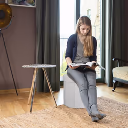 Tabouret avec rangement pouf rond pliant pliable rembourré couvercle repose-pieds HxlxP: 38x38x38 cm, crème - Relaxdays