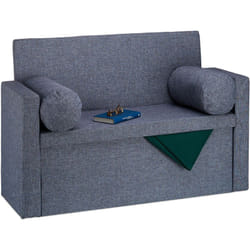 Relaxdays - Banc dossier 2 places banquette coffre de rangement pliable assise pratique pliant HxlxP: 75x115x47 cm, gris