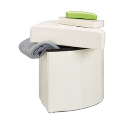 Relaxdays Tabouret avec rangement pouf pliant pliable rembourré couvercle repose-pieds HxlxP: 38 x 38 x 38 cm, blanc
