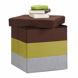 Relaxdays 4052025951061, Pouffe/ottomane, Carré, Marron, Polyester, Vert, Gris, mousse