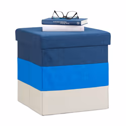 Relaxdays 4052025951078, Pouffe/ottomane, Carré, Bleu, Polyester, mousse, 300 kg