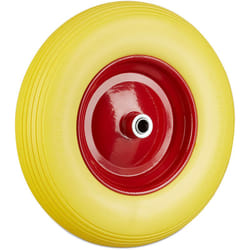 Relaxdays - Roue de brouette 4.80 4.00-8, roue en caoutchouc, roue de secours, pneus de diable 100 kg charge, jaune rouge