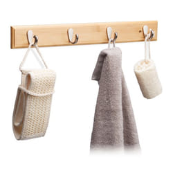 Relaxdays 10022775_58 porte-manteaux Mural 4 crochet(s) Bois