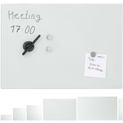 Relaxdays Tableau mémo magnétique, Verre Protecteur, Panneau Pense-bête, 3 aimants, 60 x 40 cm, blanc