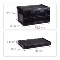 Relaxdays 4052025952327 Boîte de rangement Rectangulaire Plastique Noir