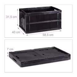 Relaxdays 4052025952426 Boîte de rangement Rectangulaire Plastique Noir