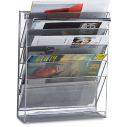 Relaxdays - Porte-revues mural porte-journaux porte-magazines 6 casiers HxlxP: 40 x 32 x 10 cm , argent